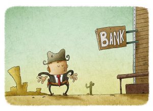 Wild West. Signboard 'bank'